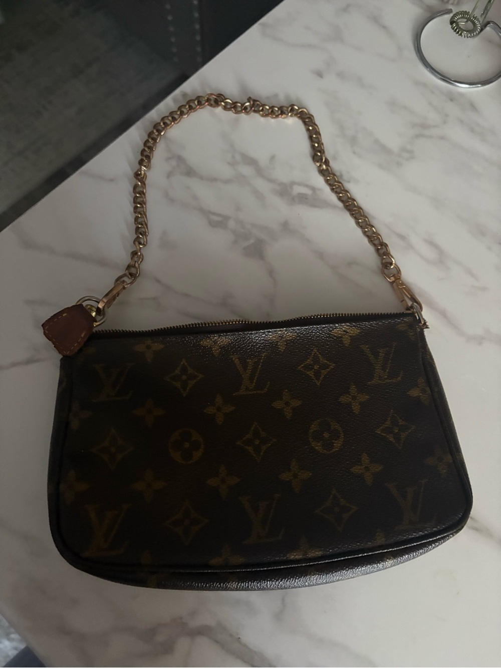 Louis Vuitton Monogram Mini Shoulder Bag - Brown with Gold Chain